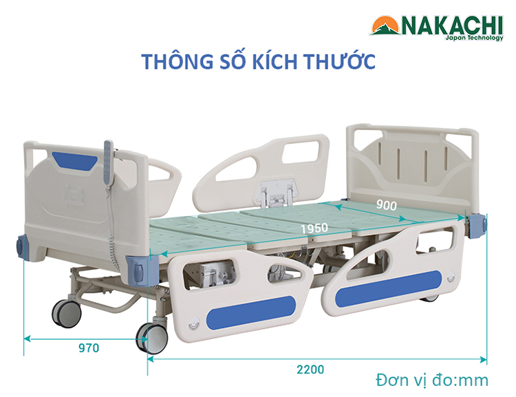 Kích thước Giường Y Tế Điện 5 Chức Năng NAKCHI NC-A15